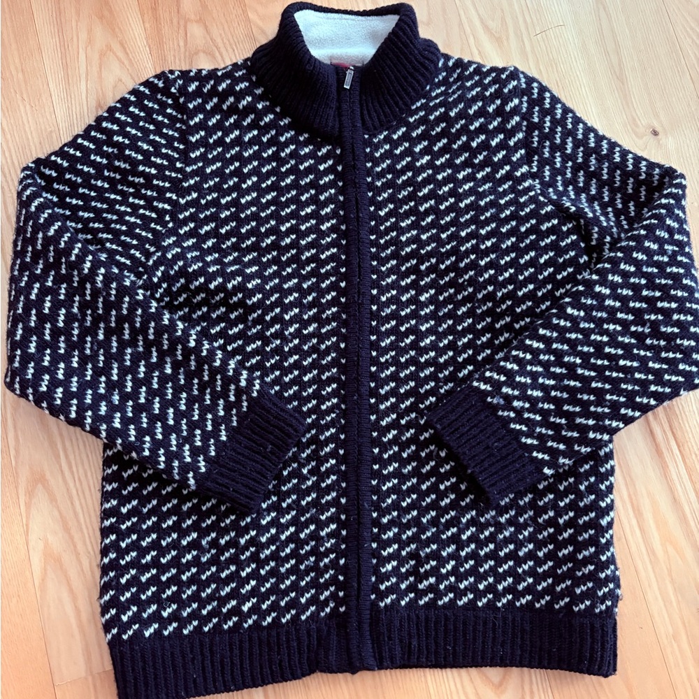 L.L. Bean Black and White Cardigan Sweater
